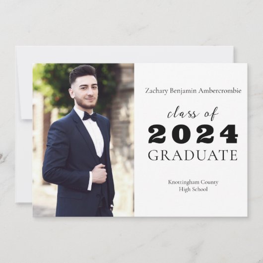 Middelbare school Afstuderen minimalistisch klassi Aankondiging (Voorkant)