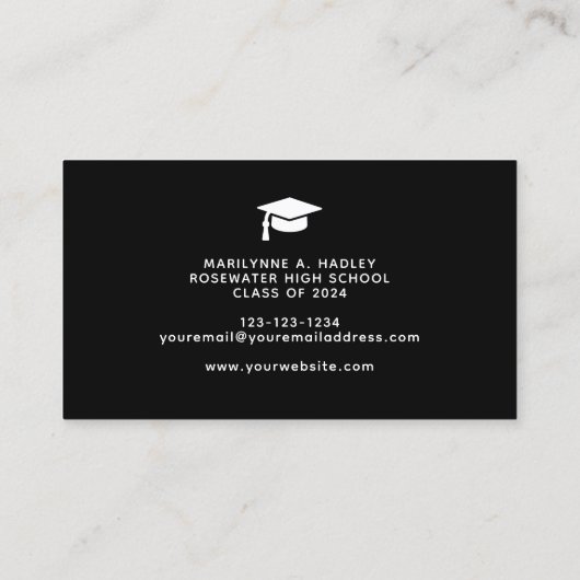 Middelbare School Afstuderen Rood en Zwart Visitekaartje (Achterkant)