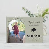 Middelbare School Afstuderen Sage Groene Boog Afst Aankondiging (Staand voorkant)