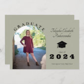 Middelbare School Afstuderen Sage Groene Boog Afst Aankondiging (Voorkant / Achterkant)