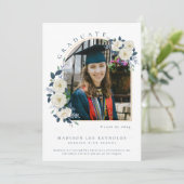 Middelbare school Bloemen Foto Afstuderen Aankondiging (Staand voorkant)