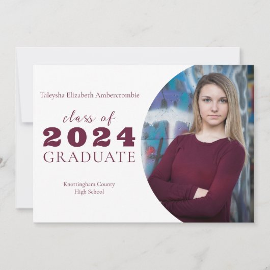 Middelbare school Bourgondië Eenvoudige Afstuderen Aankondiging (Voorkant)