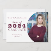 Middelbare school Burgundy Eenvoudige Afstuderen Aankondiging (Voorkant)