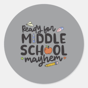 Middelbare school chaos - Grappig terug naar schoo Ronde Sticker