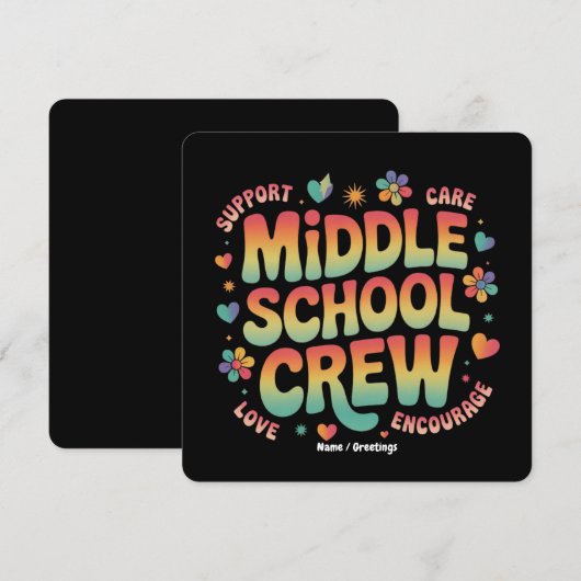 Middelbare School Crew  Docent Student Gift Kaart (Voorkant / Achterkant)