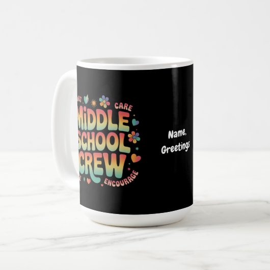 Middelbare School Crew  Docent Student Gift Koffiemok (Voorkant links)