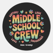 Middelbare School Crew  Docent Student Gift Ronde Sticker (Voorkant)