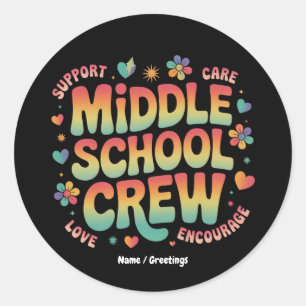Middelbare School Crew  Docent Student Gift Ronde Sticker