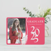 Middelbare School Foto Roze Afstudeerfeest Kaart (Staand voorkant)
