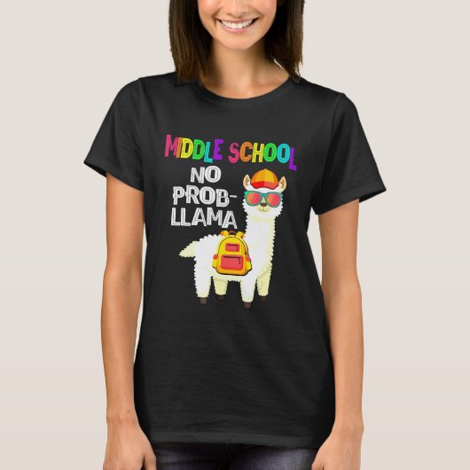 Middelbare school Geen probleem Lama Eerste school T-shirt (Voorkant)