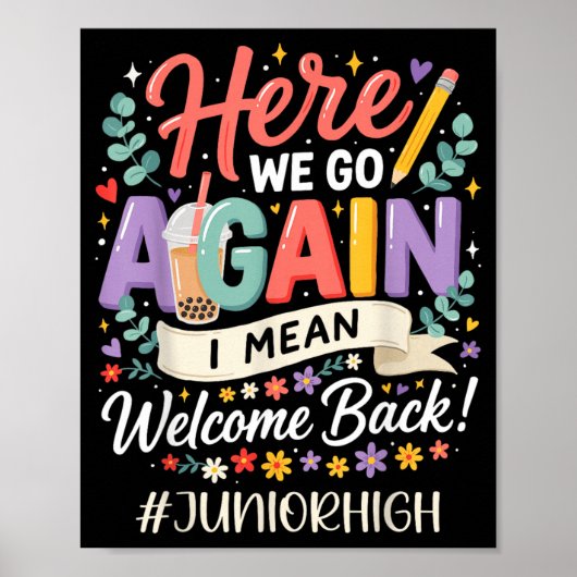 Middelbare school hier gaan we weer terug naar sch poster (Voorkant)
