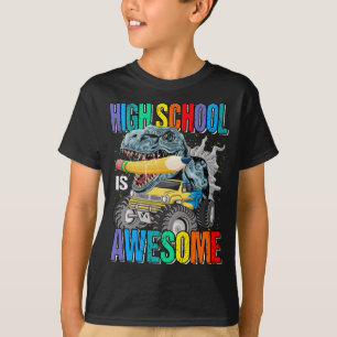 Middelbare school is Geweldige monstertruck dinosa T-shirt