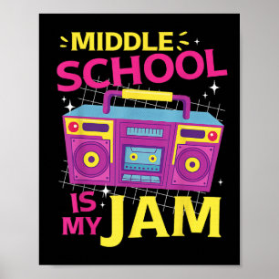 Middelbare school is mijn Jam Retro 80s Boombox 1e Poster