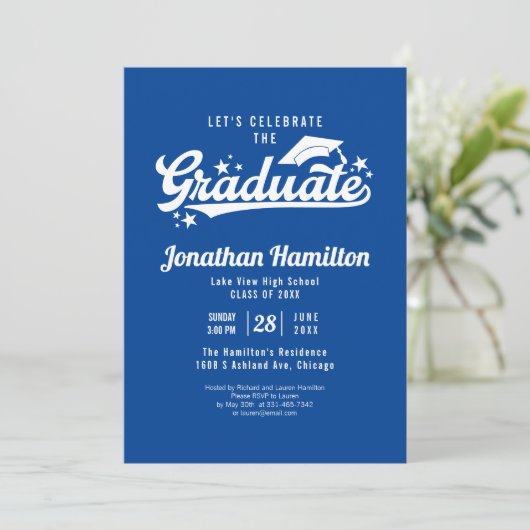 Middelbare school Laten we het Afstuderen blauw vi Kaart (Staand voorkant)