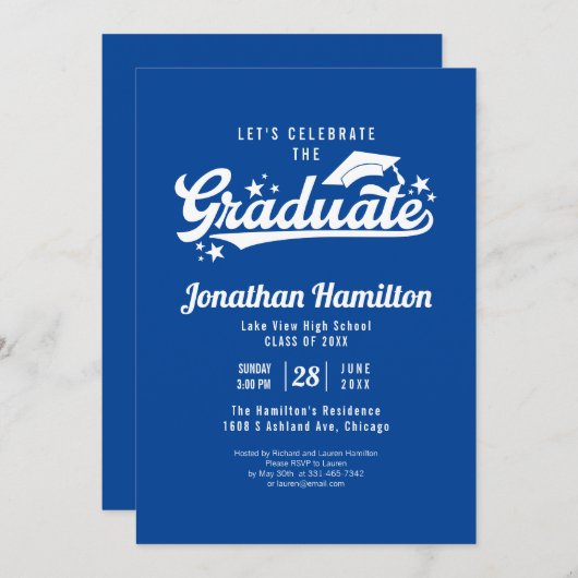 Middelbare school Laten we het Afstuderen blauw vi Kaart (Voorkant / Achterkant)