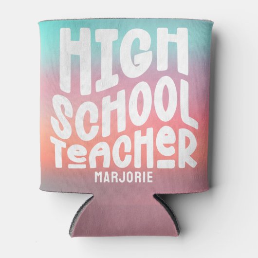 Middelbare school leraar Pink Aqua Gradient Blikjeskoeler (Voorkant)