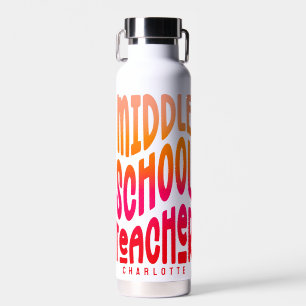 Middelbare School Leraar Rood Sinaasappel Gradient Waterfles
