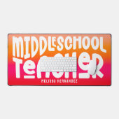 Middelbare School Leraar Tekstontwerp Sinaasappel  Bureaumat (Keyboard & Muis)