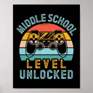 Middelbare school niveau ontgrendeld videogame Byc Poster