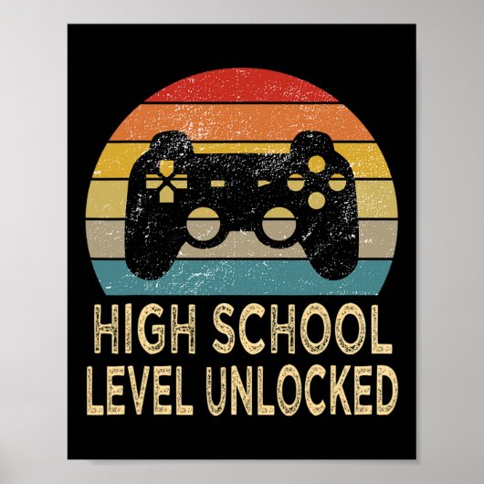 Middelbare school niveau ontgrendelde videogamer e poster (Voorkant)
