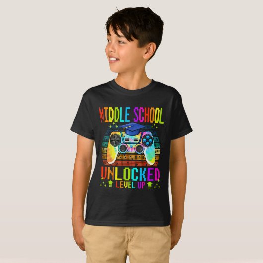 Middelbare school ontgrendelde level up gamer teru t-shirt (Voorkant volledig)