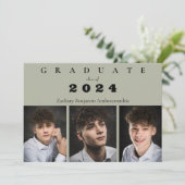 Middelbare School Sage Groene Foto Collage Afstude Aankondiging (Staand voorkant)
