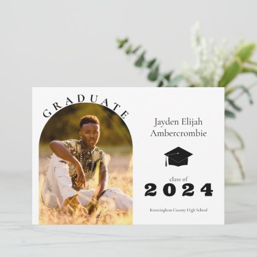 Middelbare School Senior Modern Arch Lijst Afstude Aankondiging (Staand voorkant)