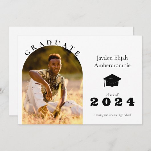 Middelbare School Senior Modern Arch Lijst Afstude Aankondiging (Voorkant / Achterkant)