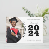 Middelbare School Senior Modern One-Photo Afstuder Aankondiging (Staand voorkant)