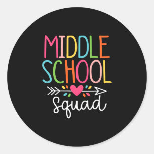 Middelbare school squad eerste schooldag middel ronde sticker