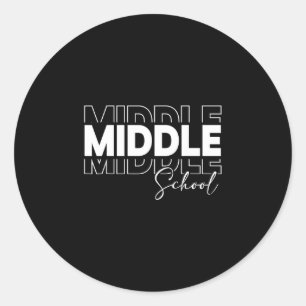 Middelbare school squad leraar student bemanning a ronde sticker