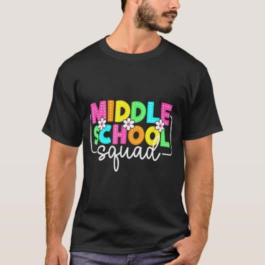 Middelbare school squad terug naar school leraren t-shirt (Voorkant)