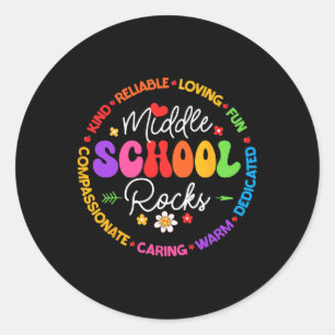 Middelbare school staat weer op school voor leraar ronde sticker