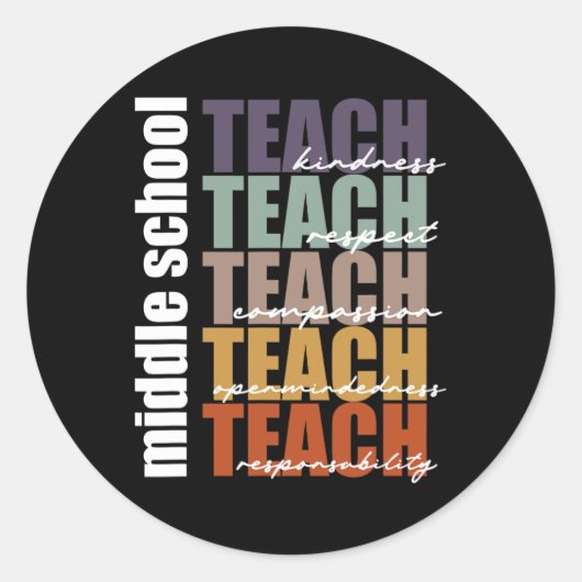 Middelbare School Teach Middle School Teacher Teru Ronde Sticker (Voorkant)