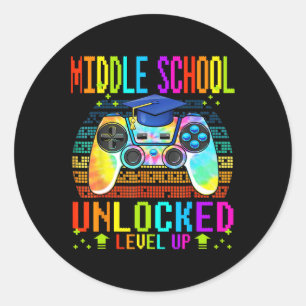 Middelbare school Unlocked Level Up Gamer Terug na Ronde Sticker