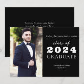 Middelbare school Zwart Modern Minimalistisch Afge Aankondiging (Voorkant / Achterkant)