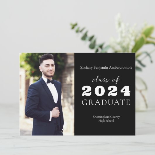 Middelbare School Zwart Modern Minimalistisch Afst Aankondiging (Staand voorkant)