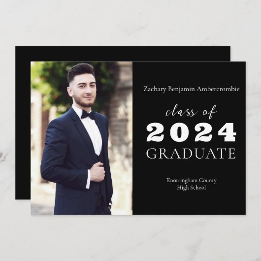 Middelbare School Zwart Modern Minimalistisch Afst Aankondiging (Voorkant / Achterkant)