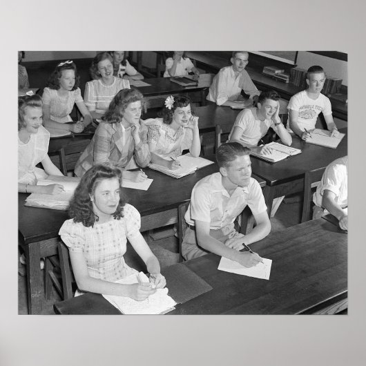Middelbare schoolklas, 1943. Oude foto Poster (Voorkant)