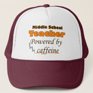 Middelbare schoolleraar aangedreven door cafeïne trucker pet