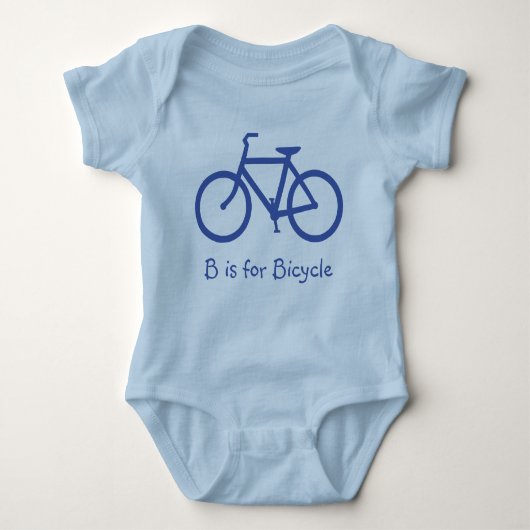 Middelblauw alfabet B is voor fiets Romper (Voorkant)