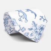 Middelblauw en Witte Coquette  Stropdas (Opgerold)