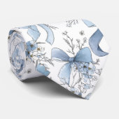 Middelblauw en witte Coquette  Stropdas (Opgerold)