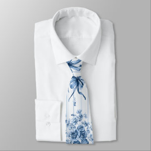 Middelblauw en Witte Coquette  Stropdas