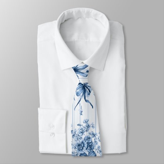Middelblauw en witte Coquette  Stropdas (Gebonden)