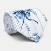 Middelblauw en witte Coquette  Stropdas (Opgerold)
