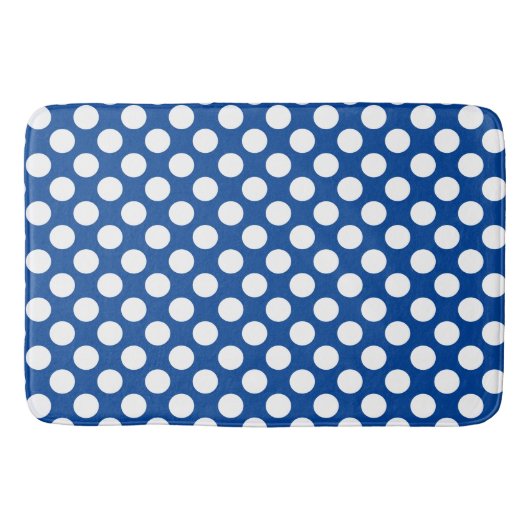Middelblauw Groot wit Stippenpatroon Badmat (Voorkant)