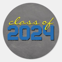 Middelblauwe Gele Krijtbord Afstudeer Stickers