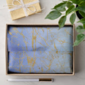 Middelblauwe waterverf met goudspatten tissuepapier (Geschenk)