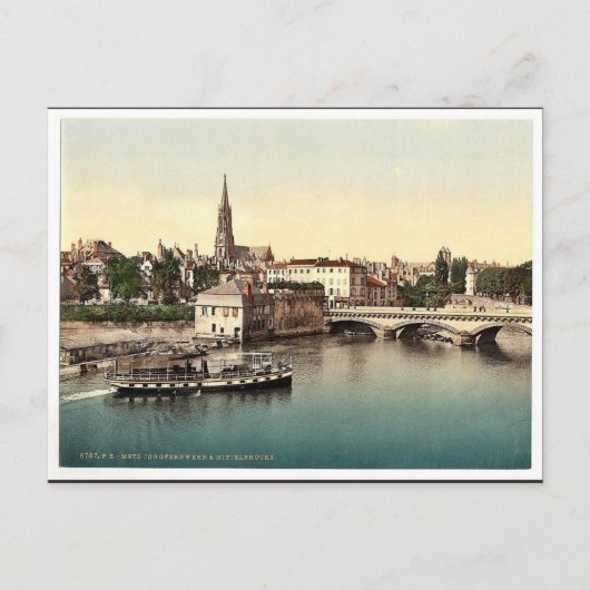 Middelbrug, Metz, Elzas Lorraine, Duitsland vint Briefkaart (Voorkant)